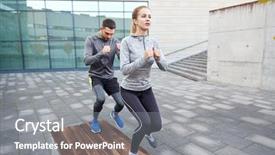  Presentation with step - Slide deck consisting of stepping up - fitness sport training people background and a  colored foreground