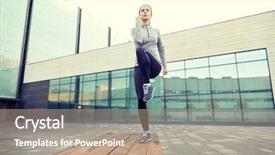  Presentation with step - PPT layouts consisting of stepping up - fitness sport training people background and a coral colored foreground