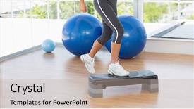  Presentation with aerobics - Cool new slide deck with stepping up - low section of a fit backdrop and a mint green colored foreground