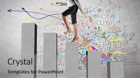  Presentation with stepping - Amazing PPT theme having stepping up on chart bar backdrop and a light gray colored foreground