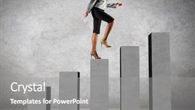  Presentation with stepping - Slide set enhanced with stepping up on chart bar background and a gray colored foreground