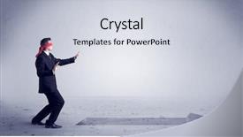  Presentation with system for blind people - Slide set enhanced with steps - confused blind salesman standing background and a light gray colored foreground