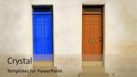  Presentation with steps - Audience pleasing presentation theme consisting of steps leading to two door backdrop and a coral colored foreground