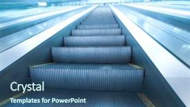  Presentation with bullseye center goal success business - PPT theme having steps of escalator in business background and a ocean colored foreground