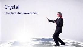  Presentation with blindfolded - Cool new slide deck with steps on a realistic globe backdrop and a  colored foreground