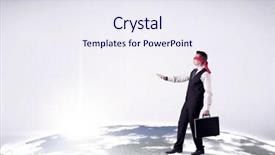  Presentation with realistic - Beautiful theme featuring steps on a realistic globe backdrop and a  colored foreground