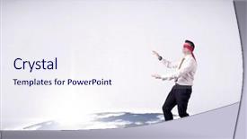  Presentation with blindfolded - Cool new PPT layouts with steps on a realistic globe backdrop and a sky blue colored foreground