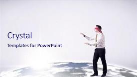  Presentation with blindfolded - Cool new PPT theme with steps on a realistic globe backdrop and a  colored foreground