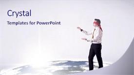  Presentation with blindfolded - Colorful presentation design enhanced with steps on a realistic globe backdrop and a  colored foreground