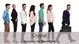  Presentation with waiting line - Colorful PPT theme enhanced with steps out of a line backdrop and a light gray colored foreground