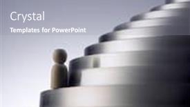  Presentation with steps - Colorful PPT theme enhanced with steps-to-success-wood-figurine backdrop and a gray colored foreground