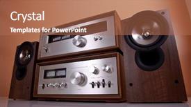  Presentation with vintage music - Beautiful presentation theme featuring stereo amplifier tuner and speaker backdrop and a coral colored foreground