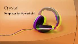  Presentation with yellow color - Colorful presentation design enhanced with stereo-headphones-on-yellow-color backdrop and a coral colored foreground