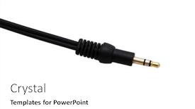  Presentation with music headphones - Presentation enhanced with stereo-music-headphones-cable background and a white colored foreground