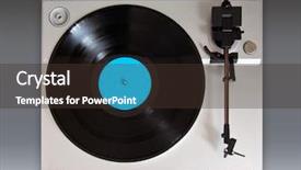  Presentation with vinyl record - Colorful PPT theme enhanced with stereo turntable vinyl record player backdrop and a tawny brown colored foreground