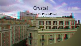  Presentation with london buildings and streets view - Slides having stereoscope - barcelona streets photo anaglyph effect background and a light blue colored foreground