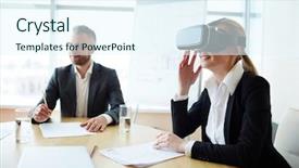  Presentation with teleconference - Presentation theme having stereoscope - teleconference background and a sky blue colored foreground