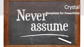  Presentation with never give up - PPT theme having stereotype - never assume advice - text background and a tawny brown colored foreground