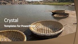  Presentation with hampi - Colorful PPT theme enhanced with stereotype - round stereotypic boats and hills backdrop and a violet colored foreground