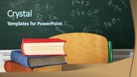  Presentation with stack books - Presentation theme featuring stereotype - stack of books on desk background and a tawny brown colored foreground