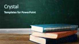  Presentation with stack books - PPT theme with stereotype - stack of books on desk background and a tawny brown colored foreground