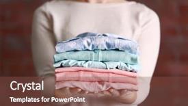  Presentation with brick wall - Colorful theme enhanced with stereotype - woman holding washed and dried backdrop and a tawny brown colored foreground