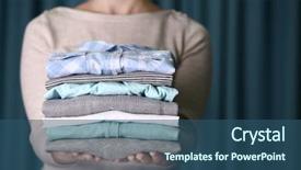  Presentation with curtain - Slides having stereotype - woman holding washed and dried background and a ocean colored foreground