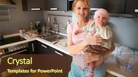  Presentation with kitchen - Beautiful PPT layouts featuring stereotype - woman in kitchen backdrop and a tawny brown colored foreground