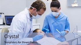  Presentation with tool belt tools - Cool new presentation with steril gloves nurse mask - dentist examining a young patient backdrop and a light blue colored foreground