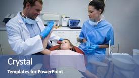  Presentation with giving - PPT layouts consisting of steril gloves nurse mask - dentist giving high five background and a ocean colored foreground