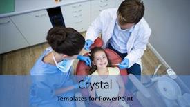  Presentation with tools - Cool new presentation theme with steril gloves nurse mask - dentists examining a young patient backdrop and a teal colored foreground