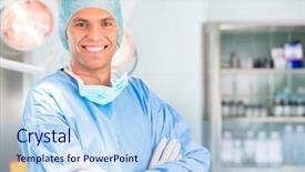  Presentation with operating room - Colorful presentation theme enhanced with sterile operating room theater backdrop and a light blue colored foreground