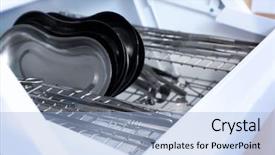  Presentation with medical instruments engineering - PPT layouts featuring sterile procedures - apparatus for sterilizing with instruments background and a light blue colored foreground