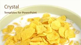  Presentation with white milk - Presentation theme featuring sterilisation - cornflakes and milk in bowl background and a cream colored foreground