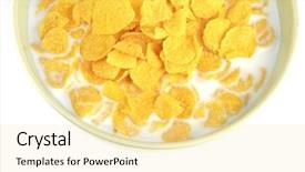 Presentation with white milk - Presentation theme consisting of sterilisation - cornflakes and milk in bowl background and a blonde colored foreground