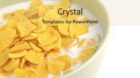  Presentation with white milk - PPT theme consisting of sterilisation - cornflakes and milk in bowl background and a yellow colored foreground