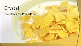  Presentation with white milk - Amazing PPT theme having sterilisation - cornflakes and milk in bowl backdrop and a blonde colored foreground