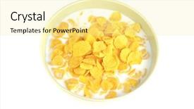  Presentation with white milk - Slide set consisting of sterilisation - cornflakes and milk in bowl background and a blonde colored foreground