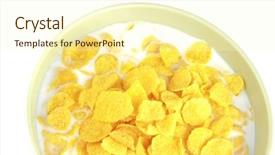  Presentation with white milk - PPT layouts with sterilisation - cornflakes and milk in bowl background and a cream colored foreground