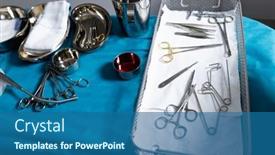  Presentation with surgical - PPT theme with sterilised-surgical-tools-and-equipment background and a ocean colored foreground