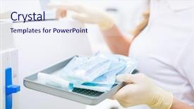  Presentation with sterilized - Audience pleasing presentation consisting of sterilized - assistant with sterile dentist tools backdrop and a sky blue colored foreground