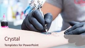  Presentation with black hands - Amazing slide set having sterilized - close-up of the hands backdrop and a sky blue colored foreground