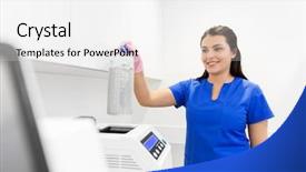  Presentation with disinfection - Slide set consisting of sterilized - dentistry medicine and healthcare concept background and a white colored foreground