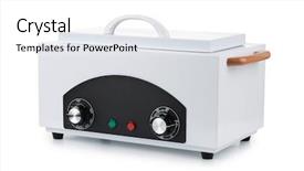  Presentation with metal - Presentation design consisting of sterilized - table top metal sterilizer isolated background and a white colored foreground