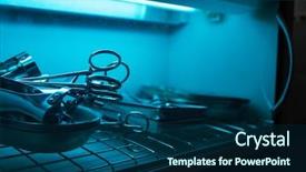  Presentation with free - Cool new PPT theme with sterilizing of the medical instrument backdrop and a navy blue colored foreground