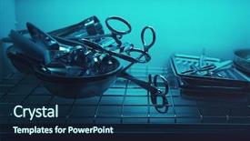  Presentation with instrument - PPT layouts consisting of sterilizing of the medical instrument background and a navy blue colored foreground