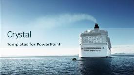  Presentation with cruise ship - Theme featuring stern - caribbean sea and cruise ship background and a sky blue colored foreground