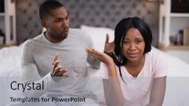  Presentation with sad child parents arguing - Theme with stern - close up of young couple background and a light gray colored foreground