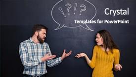  Presentation with family quarreling - Amazing theme having stern - unhappy young couple standing backdrop and a dark gray colored foreground