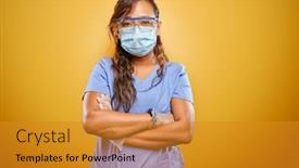  Presentation with strong - Theme consisting of stern-and-strong-filipina-nurse background and a gold colored foreground